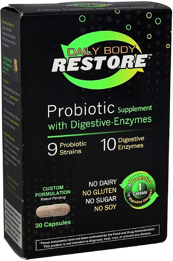 Suplemento probiótico cápsulas con enzimas digestivas 30 ea (Pack of 4)