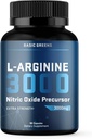 L-Arginina 3000mg Nitric Oxide Suplemento para Hombres y Mujeres – Capsules no vegetarianos con punta de remolacha para la circulación, resistencia, energía, resistencia, rendimiento y soporte de entrenamiento – 90 caps