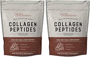 Peptides de Collagen en vivo - Polvo colágeno de chocolate - Pelo, piel, uñas y soporte conjunto - Tipo I &amp; III Suplementos de colágeno para mujeres y hombres (2-Pack)
