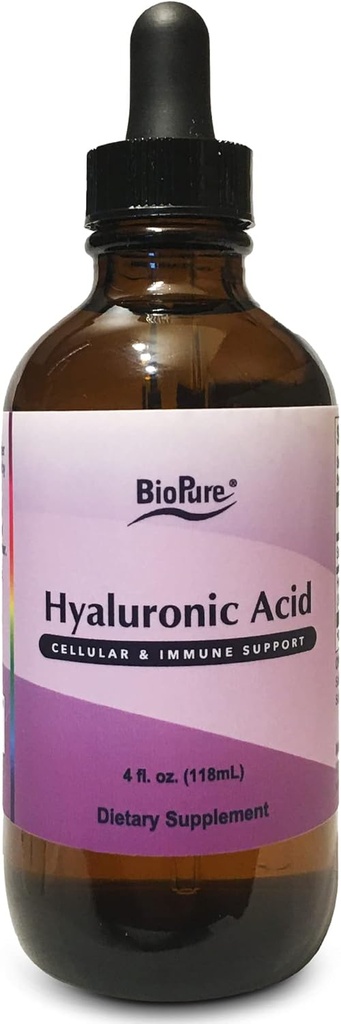 BioPure Solución líquida de ácido hialurónico – Toda forma natural, altamente biodisponible de ácido hialurónico para uso oral y tópico para beneficiar la lubricación conjunta y la hidratación de la piel, elasticidad – 4 fl oz