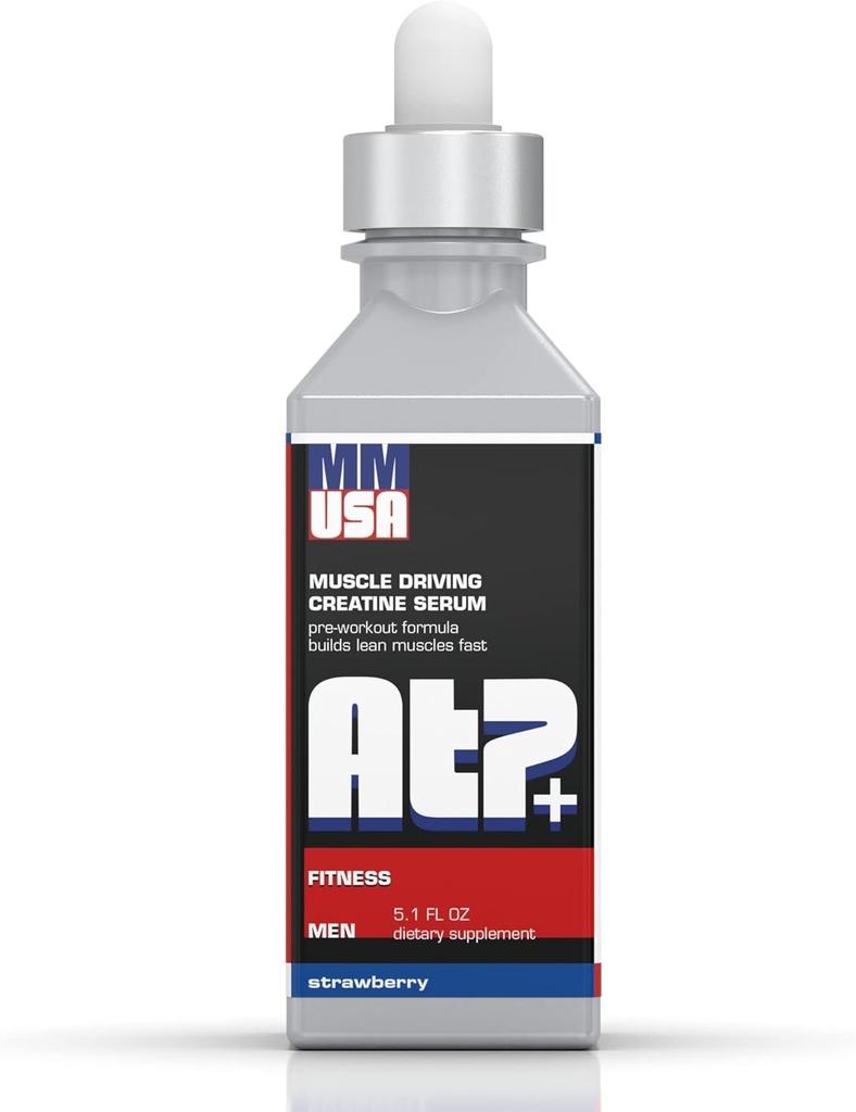 MMUSA ATP+ para Hombres Pre-Workout Creatine Serum. Energía instantánea, potencia, fuerza y resistencia. Boosts Muscle Growth, Bodybuilding Performance. with Amino Acids & Glucosamine. Fresa, 5.1 Fl Oz