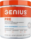 The Genius Brand Genius Pre - Clean Pre-Workout Powder for Energy, Focus &amp; Fitness Support - No Artificial Flavors, Preservatives, or Proprietary Blends - Non-GMO - 20 Servings - Blue Raspberry