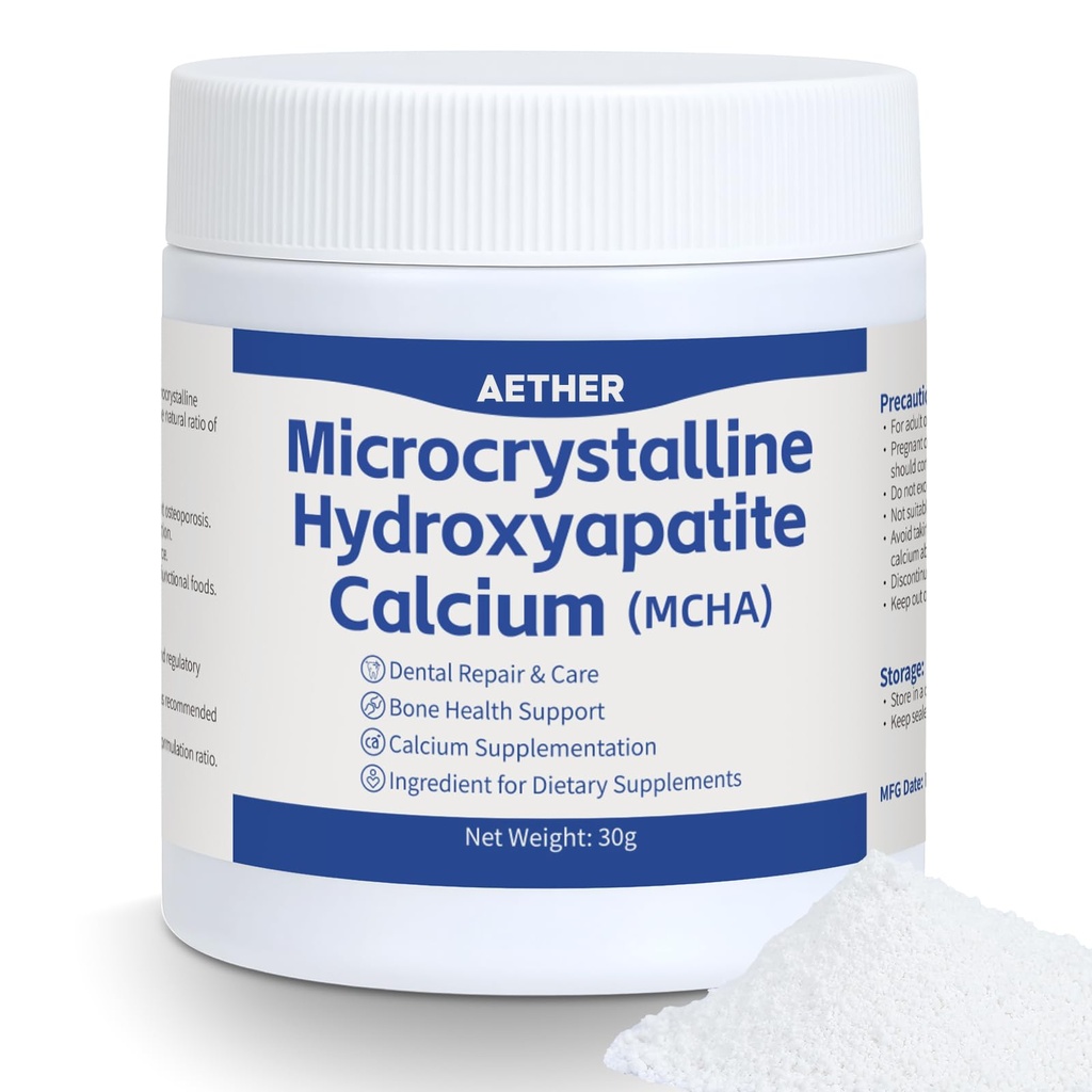 Microcrystalline Hydroxyapatite (MCHA) Powder, Non-Nano Natural Calcium Phosphate, Bovine-Derived Raw Ingredient, Fine Powder for Formulation & DIY Use, 1.06 oz (30g)