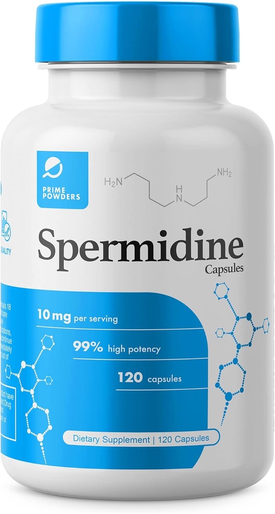 Spermidine Capsules Gluten Free 99% Concentration 100x Más Potent Than Wheat Germ Extract for Anti-Aging DNA Telomere Support