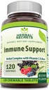 Herbal Secrets Immune Support with Vitamin C &amp; Elderberry ← Berry Flavor Chewable Tablets  120 Count ← Non-GMO ANTE Glute-Free ← Made in USA