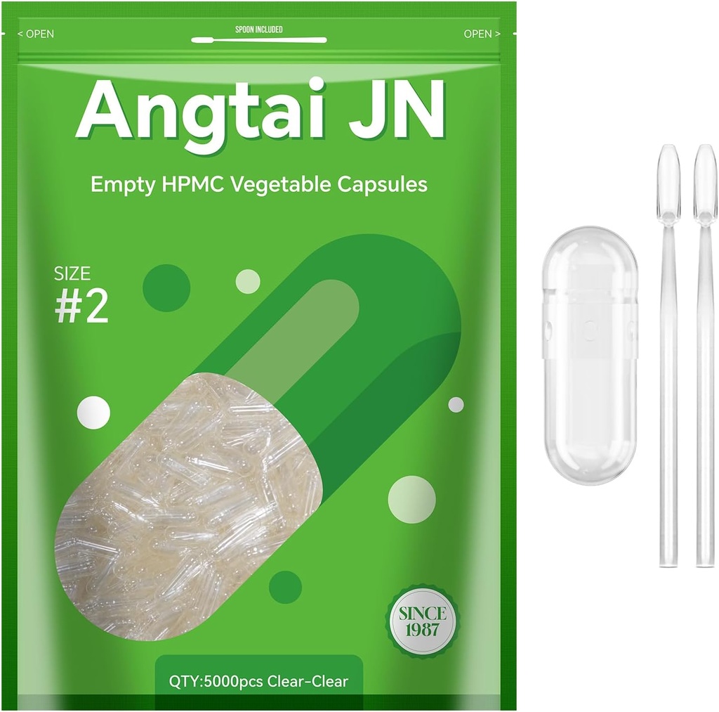 Empty Capsules Tamaño 2 - Vegan Capsules Vacío - Pill Capsules Vacío (5000 Cuenta) con 2 cucharas de laboratorio para el kit de llenado de cápsulas - Veggie Capsules Vacío para DIY sus propios suplementos