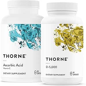 THORNE - Immune & Wellness Support Bundle - Ácido asórbico & vitamina D-5000 - Función antioxidante &amp; inmunológico - 60 prestaciones