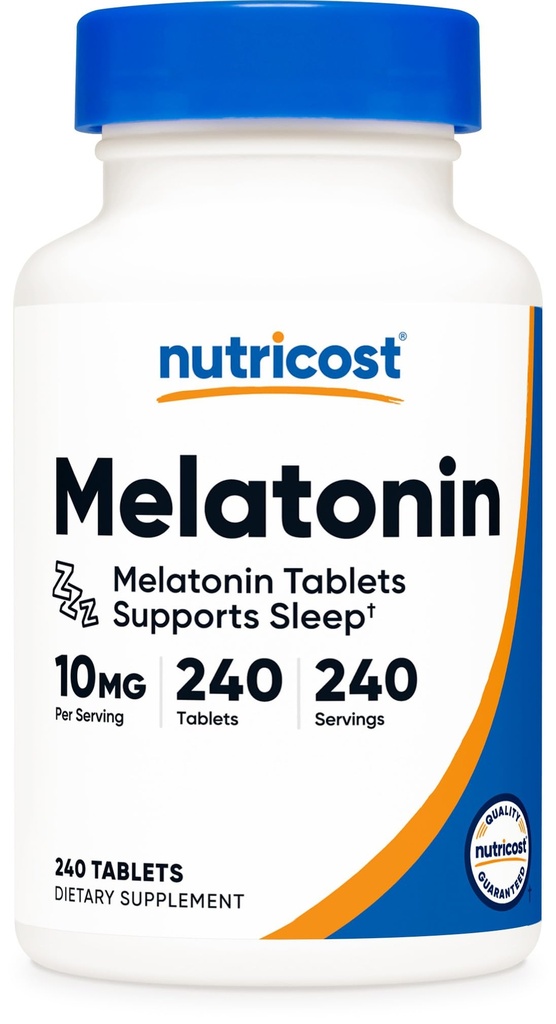 Nutricost Melatonin 10mg, 240 Tablets - 10mg Per Serving, Non-GMO, Gluten Free
