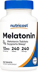 Nutricost Melatonin 10mg, 240 Tablets - 10mg Per Serving, Non-GMO, Gluten Free