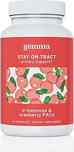 Gemma Stay On Tract Cranberry Supplement - Urinary Tract Support for Women - 36mg de Cranberry PACs y 1.000 mg de D-Mannose 60 Conde (Pack of 1)