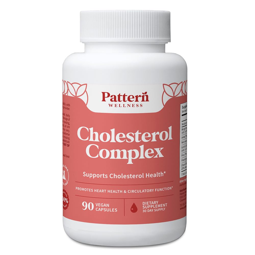 Pattern Wellness Colesterol Complex Supplement - All-Natural Balancing Formula - Boost Global Wellness - 3rd Party Lab Tested - 90 Vegan Capsules