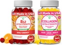 Lunakai Vitamina B12 y Collagen Gummies Bundle - 3000 mcg Methylcobalamin High Absorption Energy Gummies - Non-GMO Anti Aging Supplements for Men &amp; Women - 30 Days Supply