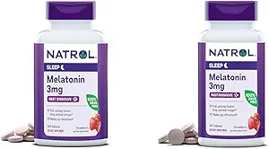 Natrol Melatonin 3mg Fresa rápidaDisuelva 150 Tabletas 150 Day Supply & 90 Tablets 90 Day Supply Sleep Aid