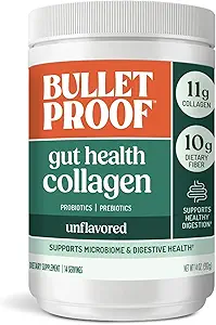 Bulletproof Desflavored Gut Health Collagen Protein, 14 onzas, 10g Grass-Fed Collagen Peptides para Gut, Skin, Bone y Soporte Conjunto