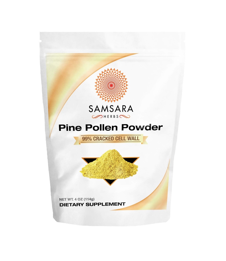 Samsara Herbs Pine Pollen Powder Wild Harvested - 99% Cracked Cell Wall (4oz/114g) Supports Healthy Energy &amp; Longevity