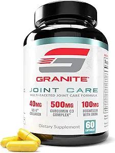 Granite Joint Care: Premium UC-II Collagen, Turmeric Curcumin C3, AKBA Boswellia + Más - All-in-One Support for Joint Mobility, Comfort & Strength (60ct)