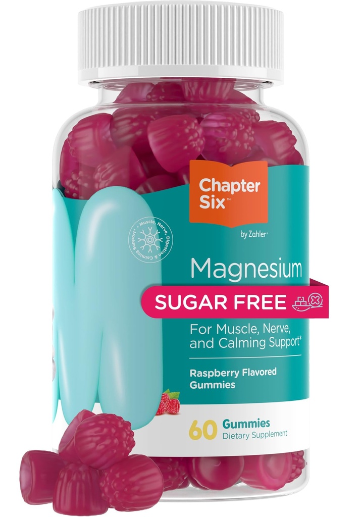 Zahler Magnesium Gummies - Supports Calm for Adults - Chewable Magnesium Supplement Gummies to Support Muscle Function - Kosher, Dairy-Free & Gluten-Free - Raspberry, 60 Count