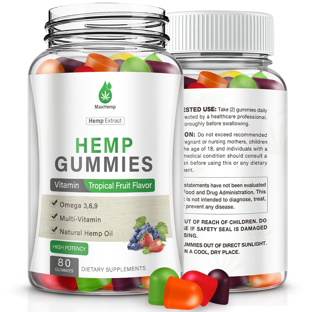 Hemp Gummies High Potency for Sleep, Pain, Anxiety - Natural Hеmp Oil Infused Gummies - 100% Natural Fruity Bear Hemp Gummy for Adults Vegan (1 Packs