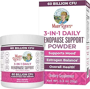 MaryRuth Organics 3-in-1 Menopause Probiotics for Women TEN Tested Clínicamente Silencio Menopause Suplemento para Mujeres TENIDO Apoyo hormonal &amp; Suplemento Estrógeno para Mujeres Vida 60 Billion CFU TEN Allergen Free TEN 0,5 oz