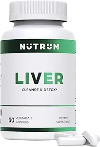 Liver Cleanse and Detox Health Support Suplemento por Nutrum, Vegan Liver Formula, Natural Herbal Liver Renewal with Vitamin C, Milk Thistle, Support for Bad Breath, Acne, Low Energy, 60 cápsulas
