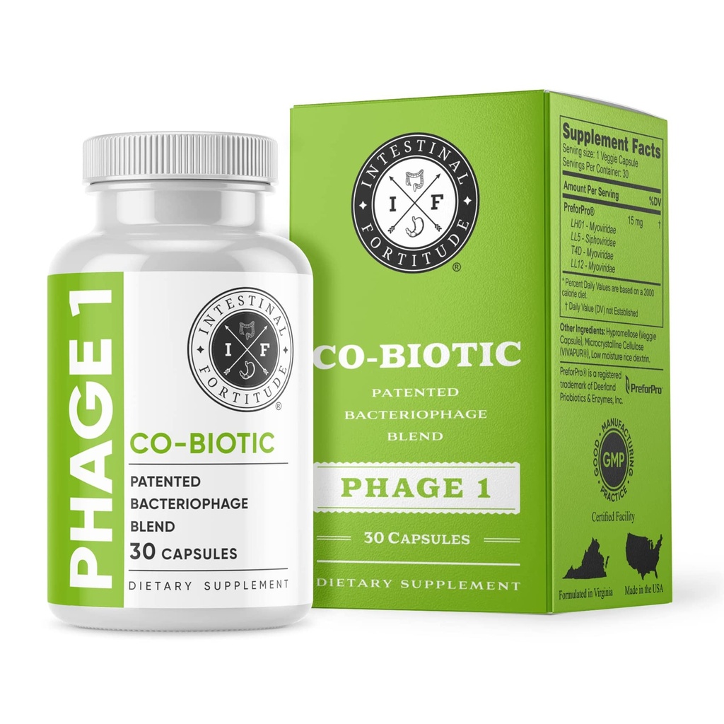 Intestinal Fortitude Phage 1 - Ultimate Gut Health Supplement, Total Restore Intestinal Defense, Patented Bacteriophage Blend for Gut Support, Digestive & Immune System Health, Destruy Bad Bacteria