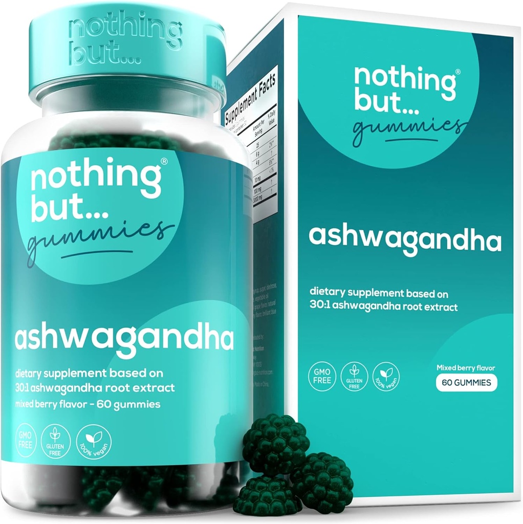 Ashwagandha Gummies for Women and Men, Ashwagandha Root, Suplementos para ayudar a reducir el estrés, la inmunidad " mejorar el sueño, el gluten libre " No GMO, 60 Vegan Ashwagandha Gummies