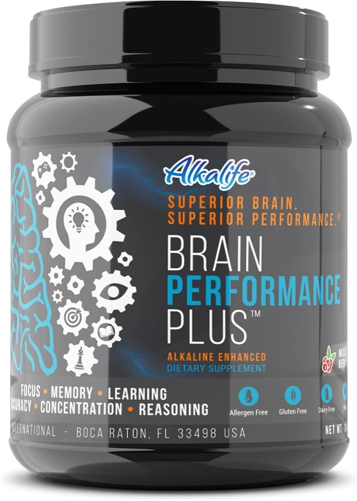 Alkalife Brain Performance Plus – Primer Alkaline Mejorando el Nootrópico para Maximizar el potencial cognitivo, la memoria más fuerte, el foco y la claridad mental, y Apoyo Global Brain Health – 10oz