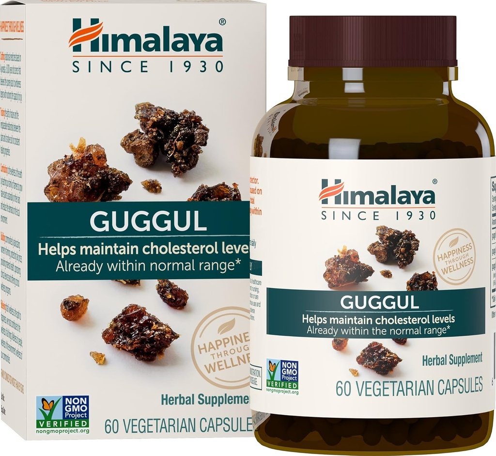 Himalaya Guggul - Herbal Liver Support for Liver Detox, Cholesterol, HDL &amp; LDL Support - Vegan, Non-GMO, Gluten Free, 720 mg, 60 cápsulas