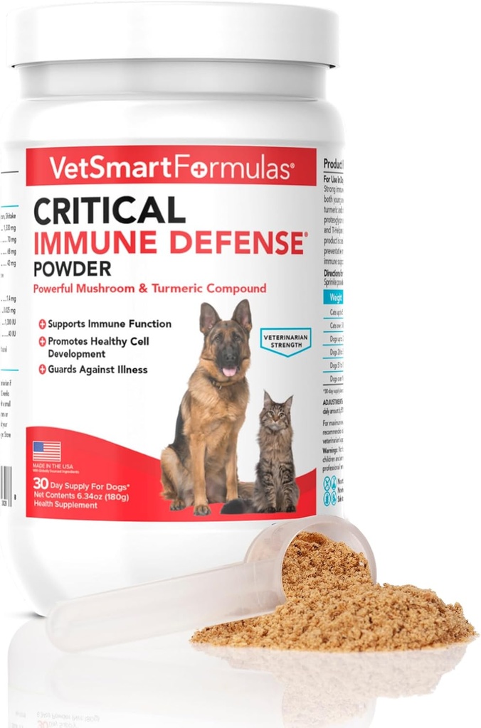 Critical Immune Defense for Dogs & Cats; Supports Normal Cell Growth - Turquía Tail, Reishi, Shiitake y Maitake Mushroom Formula con Patented White Turmeric Root Extract - 30-Day Supply