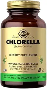 Solgar Chlorella - 100 cápsulas vegetales - Absorción máxima - No GMO, Vegan, Gluten Gratis, Kosher - 100 piezas