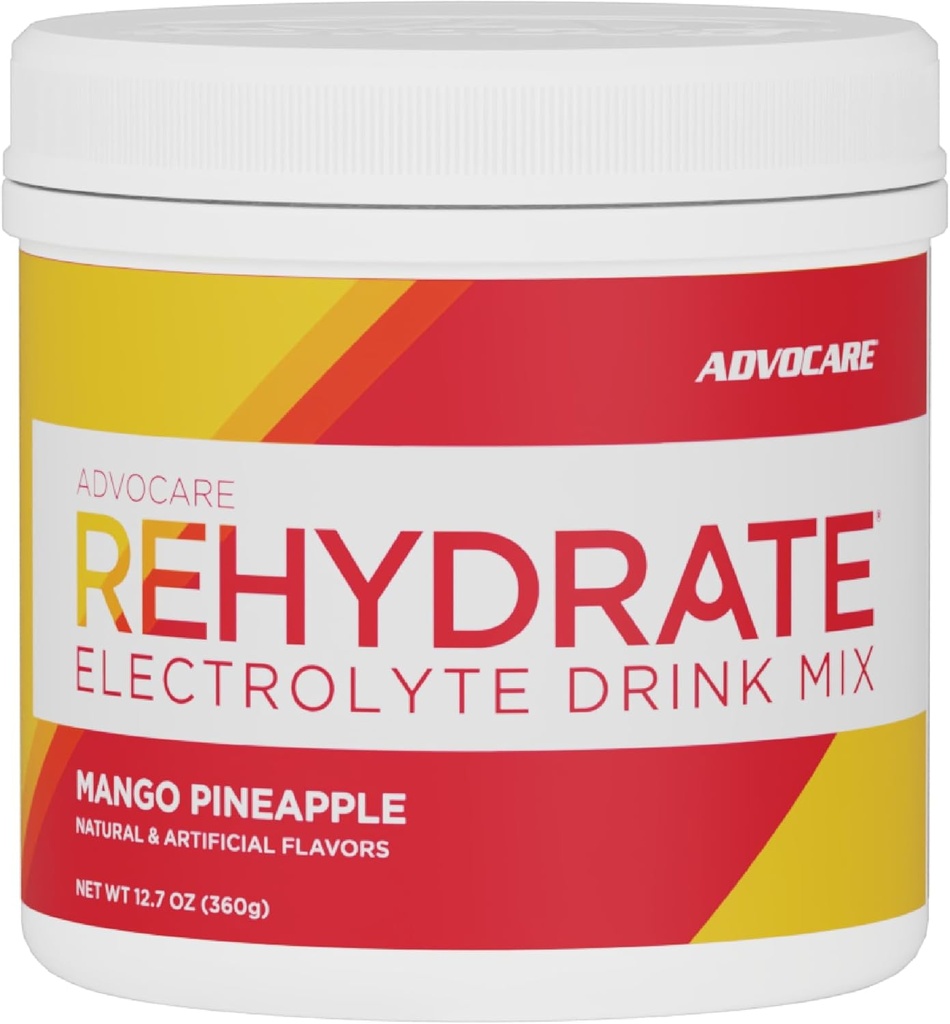 AdvoCare Rehydrate - Electrolyte Drink Mix - Incluye Magnesio, Sodio, Potasio &amp; Calcio - Antioxidante &amp; Aminoácidos Fortificado - Apoyos Hydration &amp; Recovery - Mango Pineapple, 12.7 oz