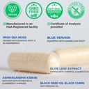 VINATURA Organic Sea Moss, Blue Vervain - with Black Seed Oil, Ashwagandha, Ginger, Burdock Root Capsules - 1250mg per Serving, *USA Made &Tested* Immune Booster for Adults