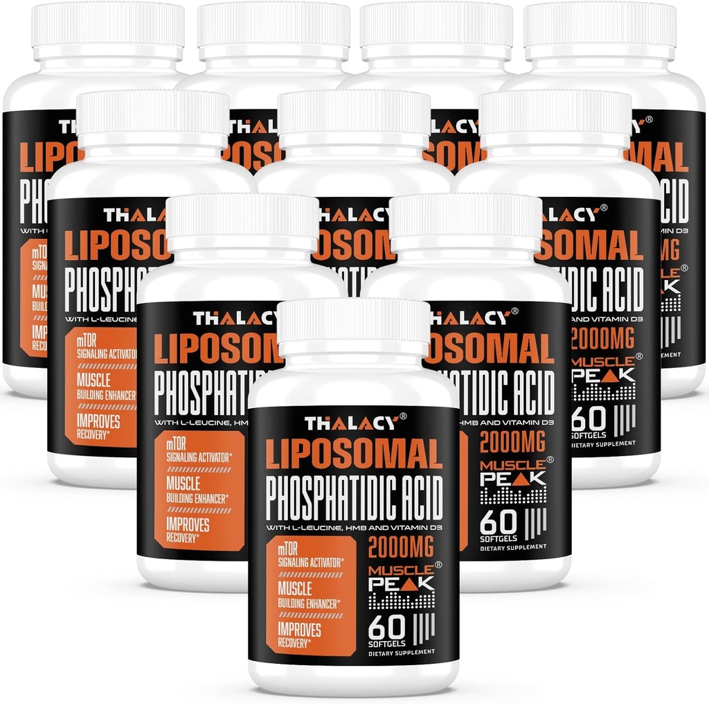 2000mg Liposomal Phosphatidic Acid Muscle Builder (PA), High Absorption Muscle Building Supplements for Men ' Women ← Muscle Gainer, mTOR Protein Synthesis & Lean Muscle, Strength, 10 Pack