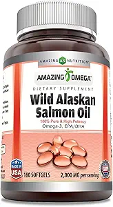 Increíble Omega Salvaje Aceite de Salmón de Alaska 2000mg Por Servir Softgels Suplemento (90)