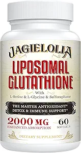 Liposomal Glutathione 2000 mg con L-Serine, L-Glycine & Sulforaphane – Active L-Glutathione Formulación única para mejorar la absorción - Master Antioxidante, detoxificante &amp; inmuno Ø 180 Softgels