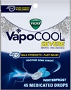 Vicks VapoCool Severe gotas de garganta de llanta medicada, Max Strength Menthol, Soothes Sore Throat Pain, Winterfrost Flavor, 45ct