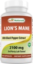 Mejores Naturales León Mane Mushroom Suplemento 2100mg - 120 cápsulas - Apoyo a la Claridad Mental, Focus &amp; Salud Inmunitaria - Añadido Pepper Negro para la Absorción Máxima