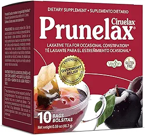 Prunelax Ciruelax Bolsas de té laxantes de fuerza regular - Hecho con extractos naturales de sena, para el estreñimiento ocasional, Senna Extract - 10 bolsas