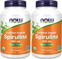 NOW Supplements, Organic Spirulina 500 mg with Vitamins, Minerals and GLA (Gamma-Linolenic Acid), 500 Tablets (Pack of 2)