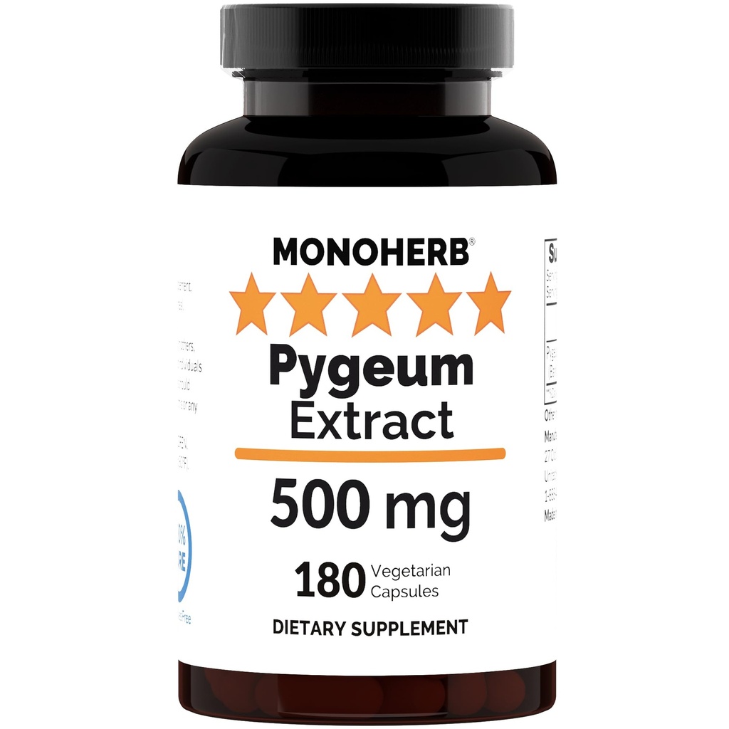 MONOHERB Pygeum 10:1 Extract 500 mg per Capsule - 180 Capsules - 180 Servings