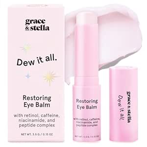 Grace &amp; stella Under Eye Brightener Balm Stick - Travel Size Toiletries - Retinol &amp; Caffeine Eye Cream for Dark Circles, Puffiness, Wrinkles - Restore and Hydrate - Vegan Skincare (0.13oz / 3.5g)