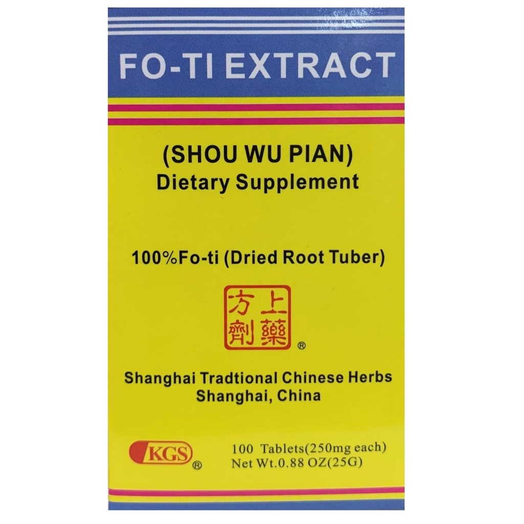 SHOU WU TABLETS (SOU WU PIAN) 250mg X 100 tablets per box