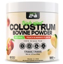 Bovine X3 Colostrum Suplemento Polvo para los seres humanos, 100% puro Grass Natural Superfood, High IgG, Plus Probiótico &amp; Prebiótico, Natural Peach-Mango Flavor, Made in USA