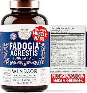 Fadogia Agrestis y Tongkat Ali Suplemento - Fadogia Agrestis 600mg, 500mg Longjack Tongkat Ali para Hombres, Maca Root, Fenugreek, Ashwagandha, Saw Palmetto to Support Energy, Stamina, Vitality - 120Caps