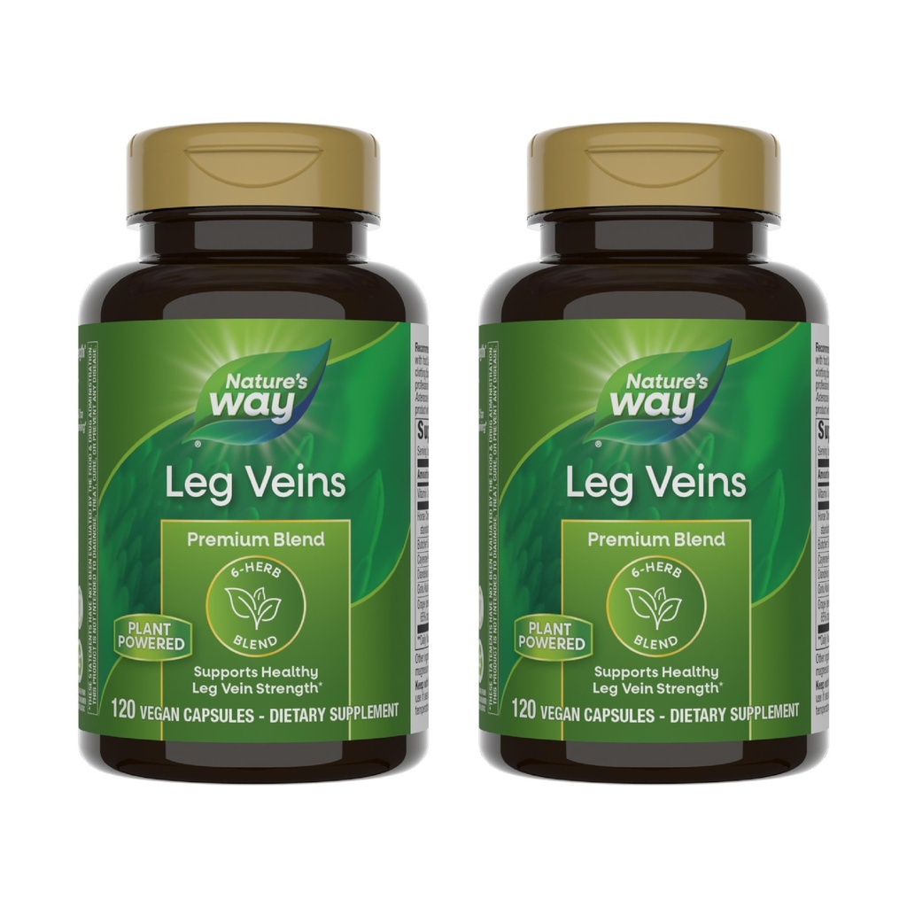 Camino de la Naturaleza Veinas de la pierna, apoya la fuerza sana de la pierna Veinte*, 6-Herb Blend, con extracto de castaña de caballo, Dandelion, Gluten Free, 120 cápsulas veganos (paquete mayo Vary) - 2 Pack