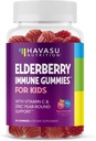Gummies de Elderberry para niños con zinc y vitamina C - Suplemento de Apoyo Inmunitario para niños - 60 Conde, Vegan, Berry Flavor - Defensa diaria conveniente con antioxidantes y nutrientes esenciales