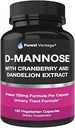 D Mannose Capsules con 600mg D-Mannose Powder Per Cap - con agregado Cranberry y Dandelion Extracto de Ayuda en la Vejiga, Urinary Tract y UTI Apoyo - 120 Veggie Caps