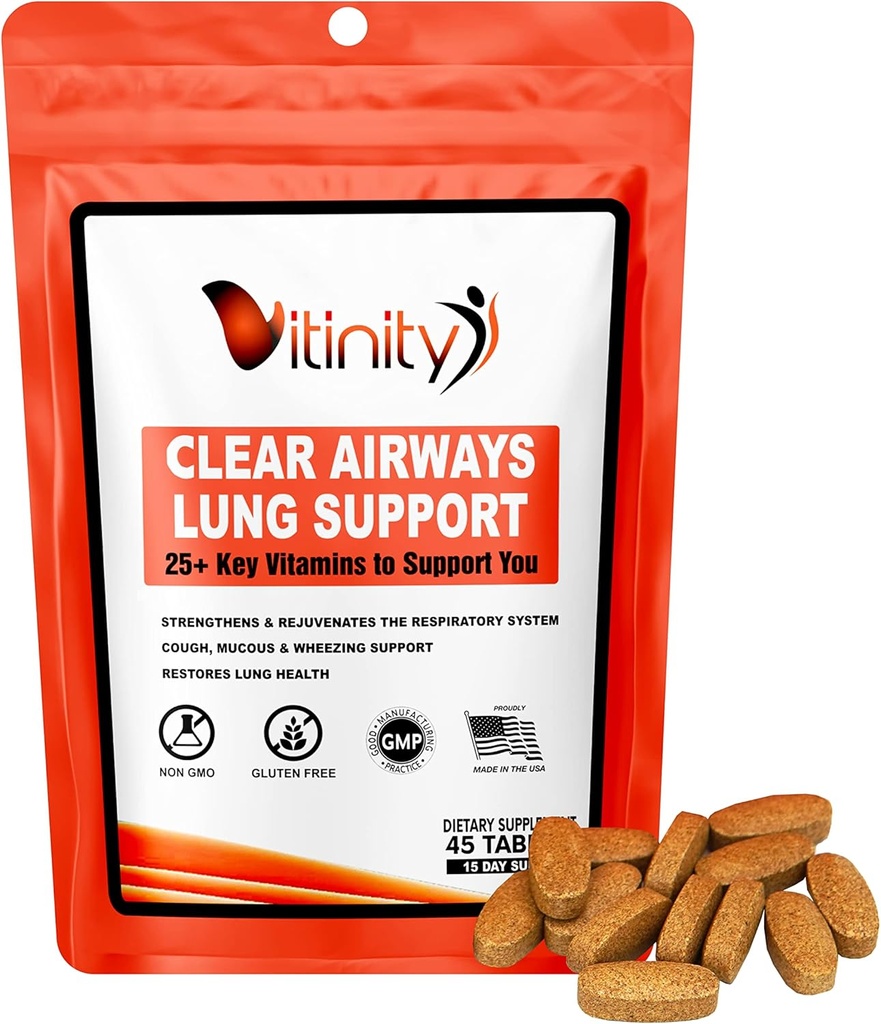 VITINITY Lung Cleanse Respiratory Immune Support Supplement,25+Key Ingredient Lung Health Detox for Breathing, Asma, Seasonal Allergy Tablet(15 Day)