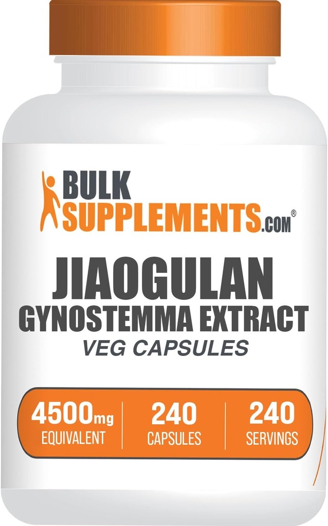 BulkSupplements.com Jiaogulan Capsules - Gynostemma Extract Capsules, Gynostemma Pentaphyllum Extract, Jiaogulan 9000mg Equivalent - 1 Capsule, 240-Day Supply, 240 Veg Capsules (Packing puede variar)