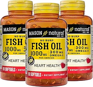 Masón Natural Omega,3 Fish Oil, 45,Day Supply, 1000 mg con EPA y DHA para Soporte Conjunto, 90 Softgels (Pack of 3)